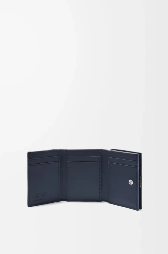 Puffer Anagram trifold wallet in shiny nappa calfskin Deep Navy Puffer Anagram trifold wallet in shiny nappa calfskin Deep Navy