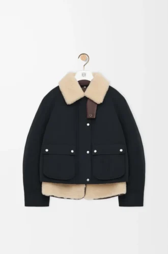 Puffer in shearling and cotton blend Black