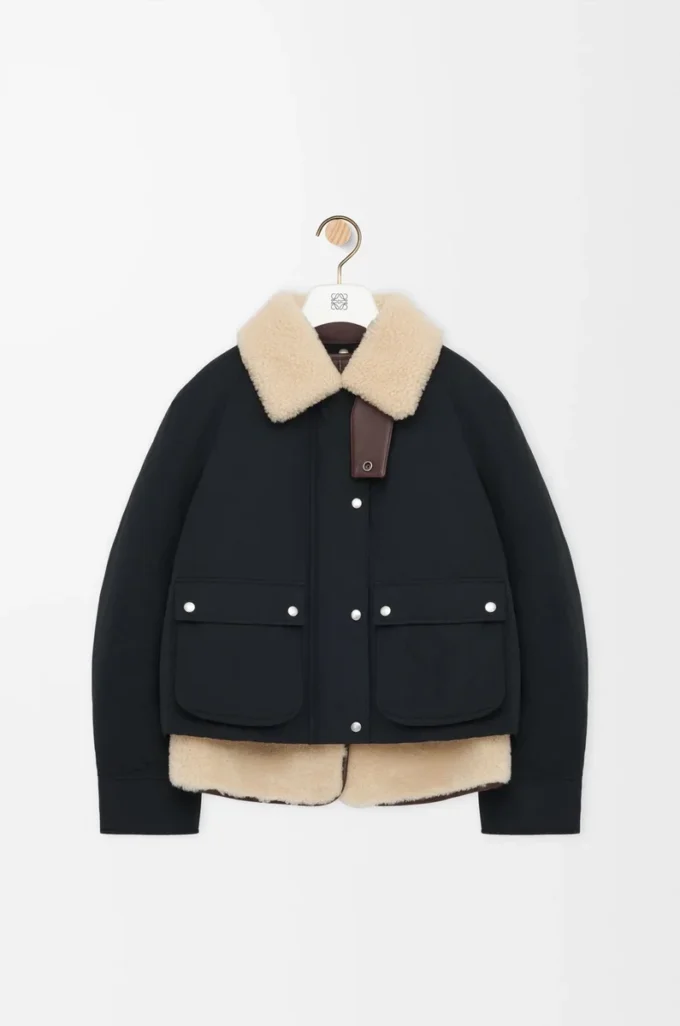 Puffer in shearling and cotton blend Black Puffer in shearling and cotton blend Black