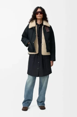 Puffer in shearling and cotton blend Black