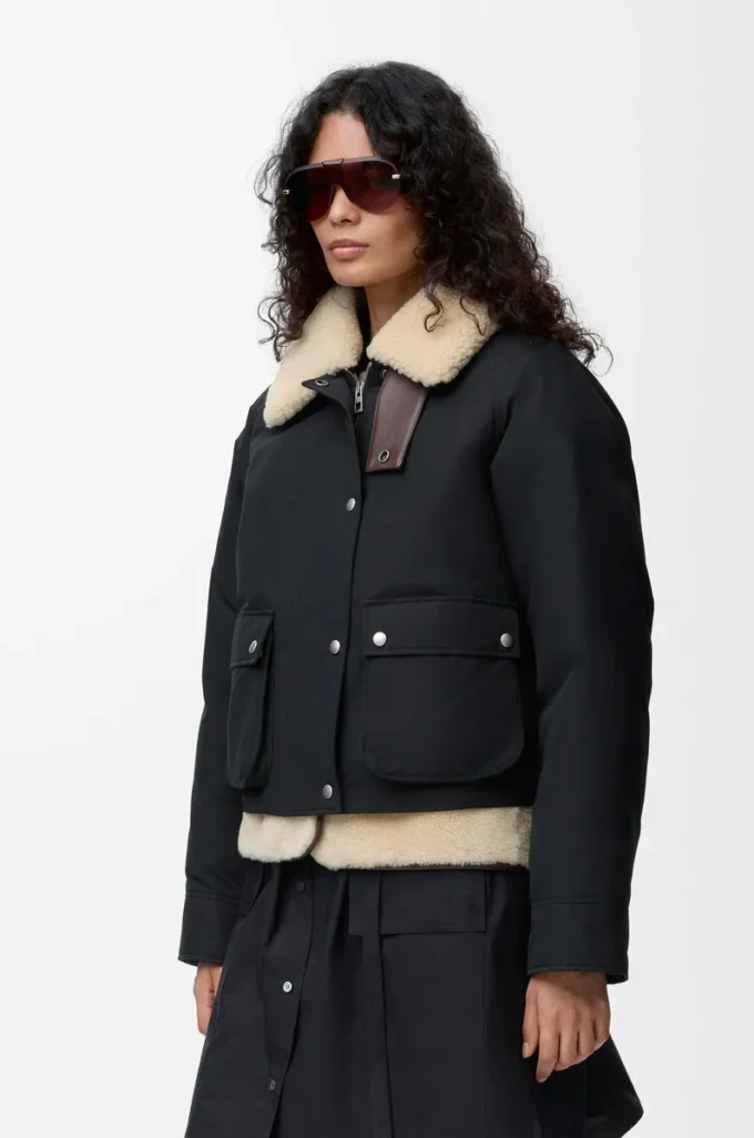 Puffer in shearling and cotton blend Black Puffer in shearling and cotton blend Black