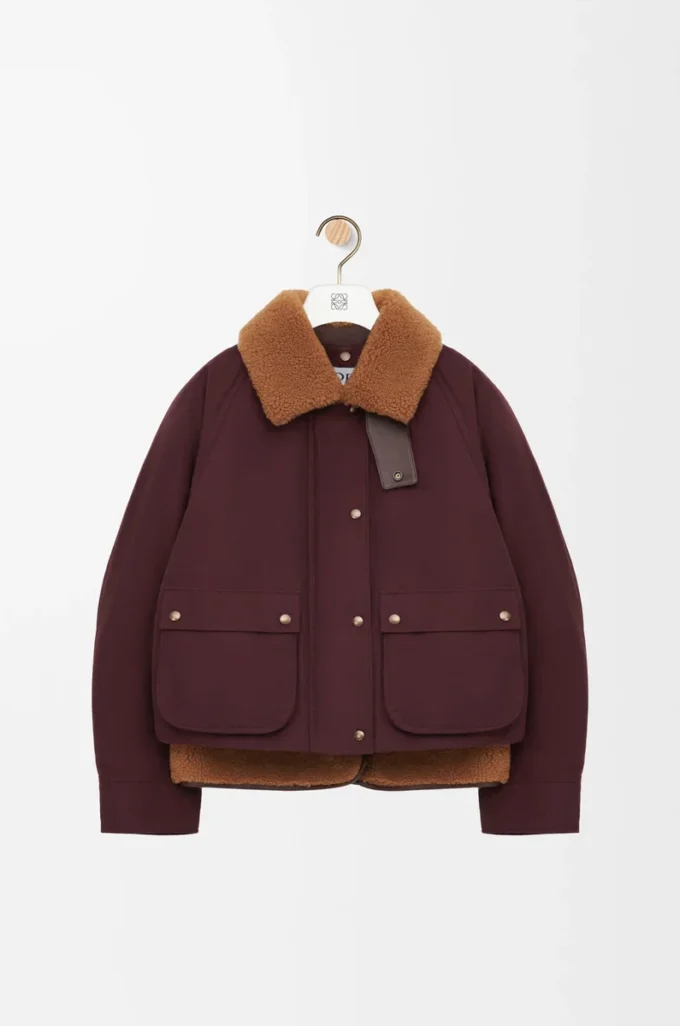 Puffer in shearling and cotton blend Burgundy Puffer in shearling and cotton blend Burgundy