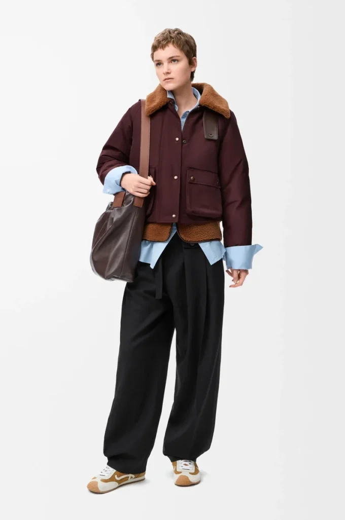 Puffer in shearling and cotton blend Burgundy Puffer in shearling and cotton blend Burgundy