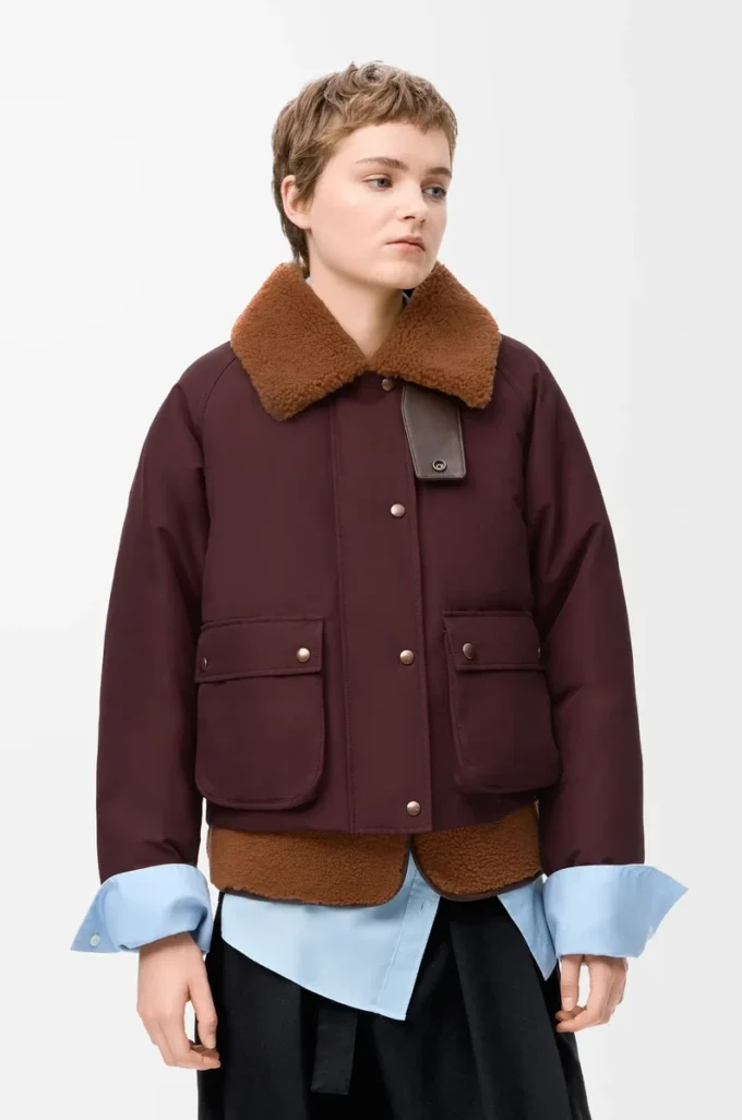 Puffer in shearling and cotton blend Burgundy Puffer in shearling and cotton blend Burgundy