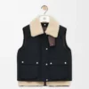 Puffer vest in shearling and cotton blend Black Puffer vest in shearling and cotton blend Black