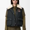 Puffer vest in shearling and cotton blend Black Puffer vest in shearling and cotton blend Black