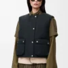 Puffer vest in shearling and cotton blend Black Puffer vest in shearling and cotton blend Black