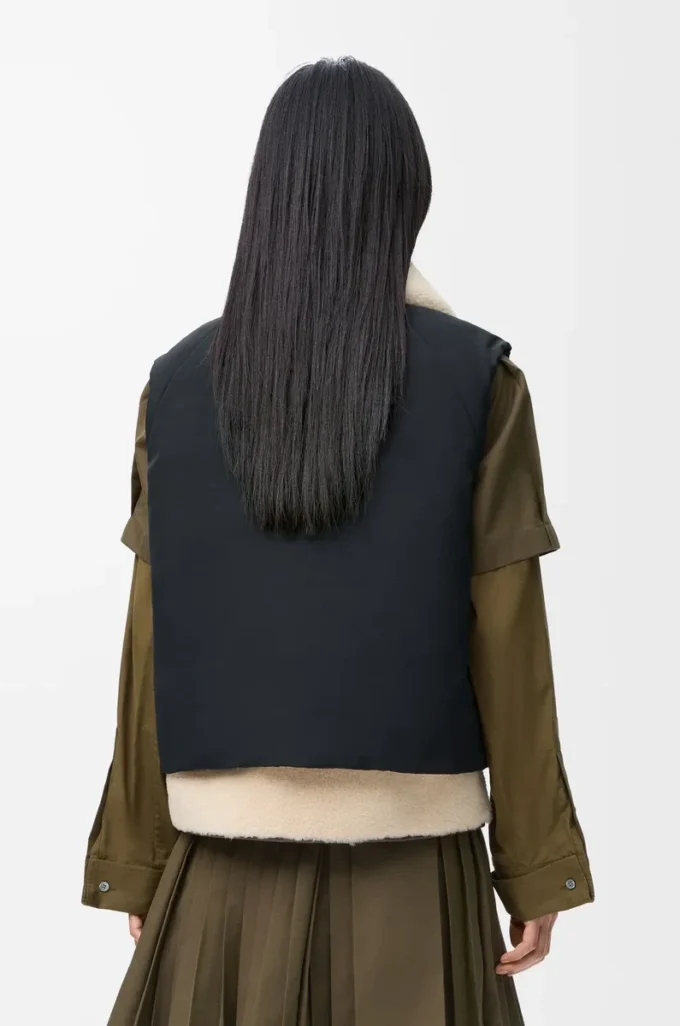 Puffer vest in shearling and cotton blend Black Puffer vest in shearling and cotton blend Black