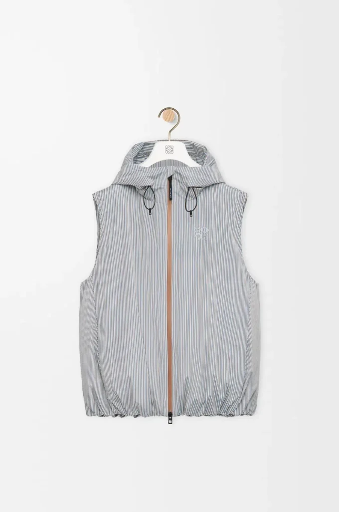 Puffer vest in technical shell Beige/Blue Puffer vest in technical shell Beige/Blue