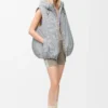 Puffer vest in technical shell Beige/Blue Puffer vest in technical shell Beige/Blue
