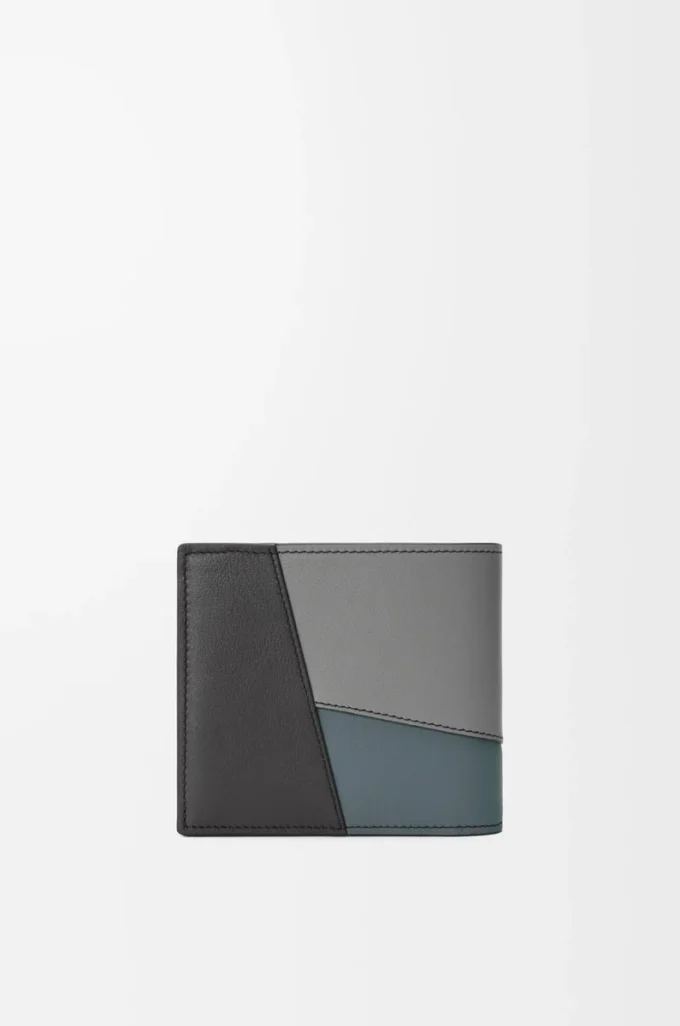 Puzzle bifold coin wallet in classic calfskin Asphalt Grey/Storm Blue Puzzle bifold coin wallet in classic calfskin Asphalt Grey/Storm Blue