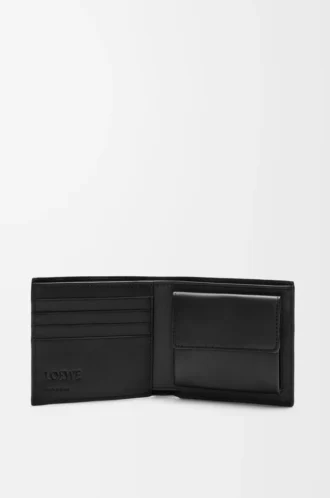 Puzzle bifold coin wallet in classic calfskin Black