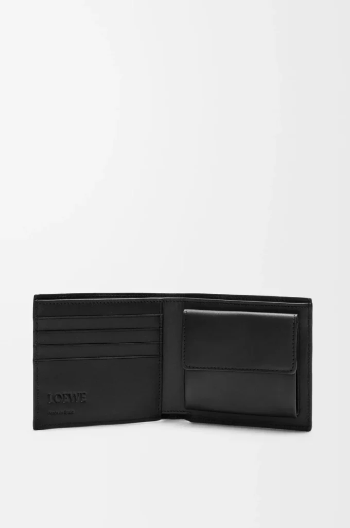 Puzzle bifold coin wallet in classic calfskin Black