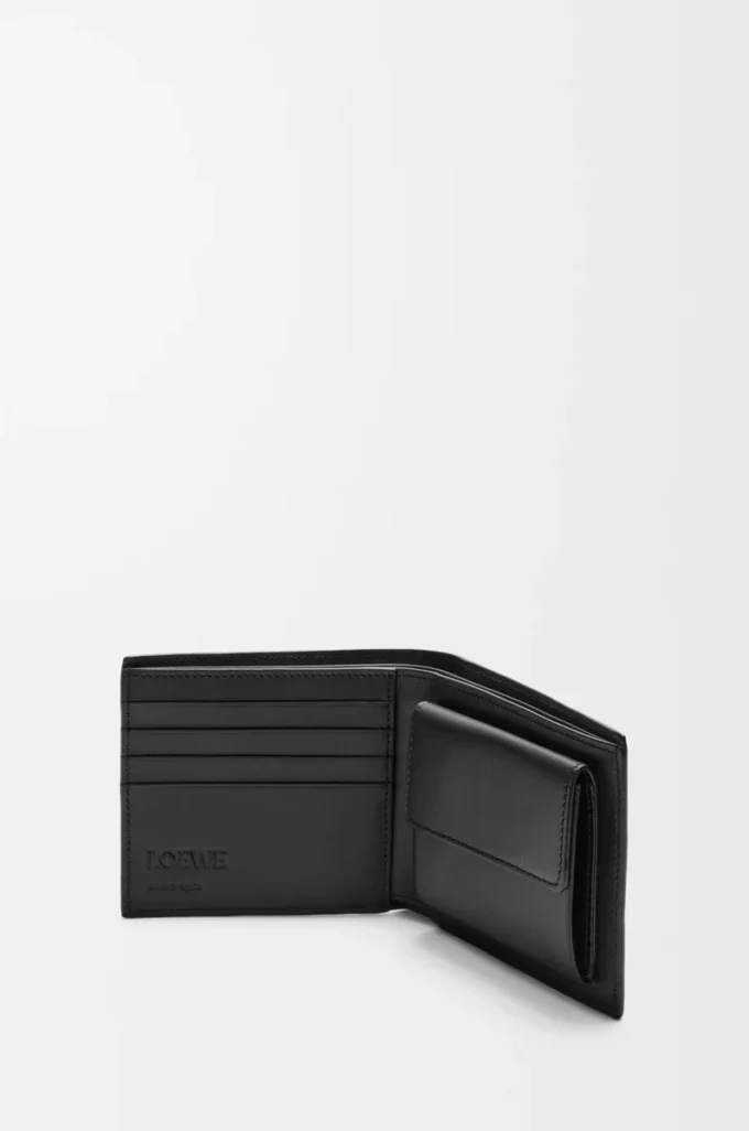 Puzzle bifold coin wallet in classic calfskin Black