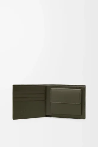Puzzle bifold coin wallet in classic calfskin Dark Khaki