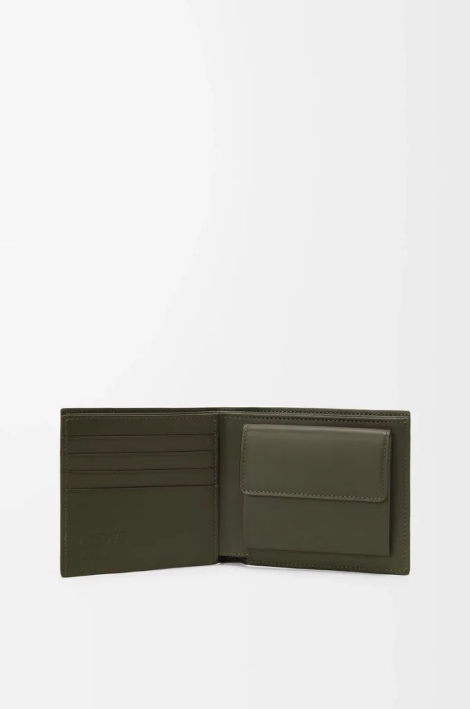 Puzzle bifold coin wallet in classic calfskin Dark Khaki