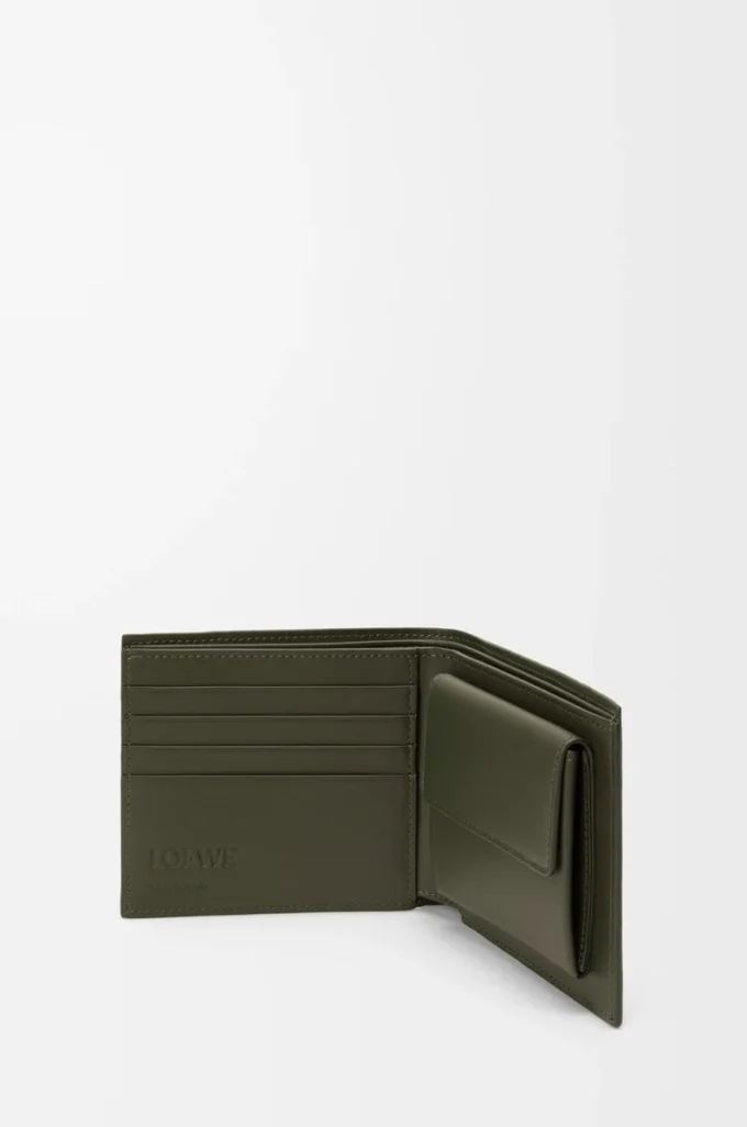 Puzzle bifold coin wallet in classic calfskin Dark Khaki