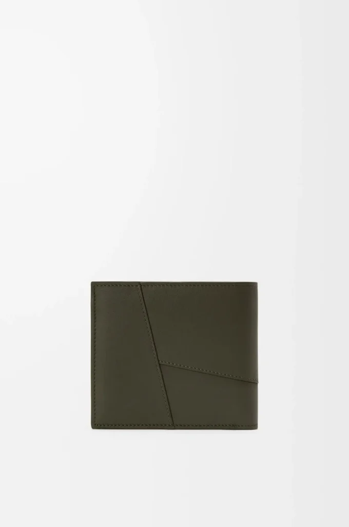 Puzzle bifold coin wallet in classic calfskin Dark Khaki