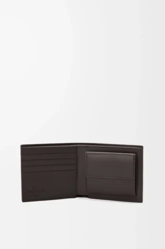 Puzzle bifold coin wallet in classic calfskin Olive/Dark Brown