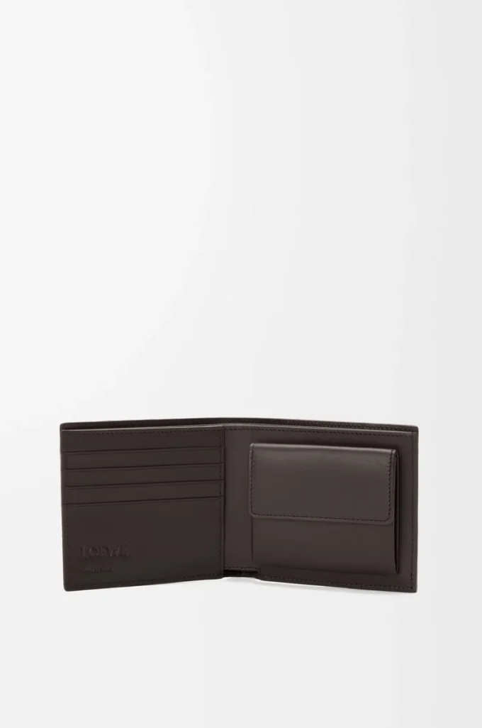 Puzzle bifold coin wallet in classic calfskin Olive/Dark Brown
