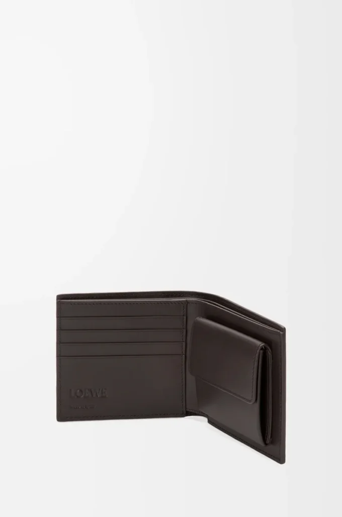 Puzzle bifold coin wallet in classic calfskin Olive/Dark Brown