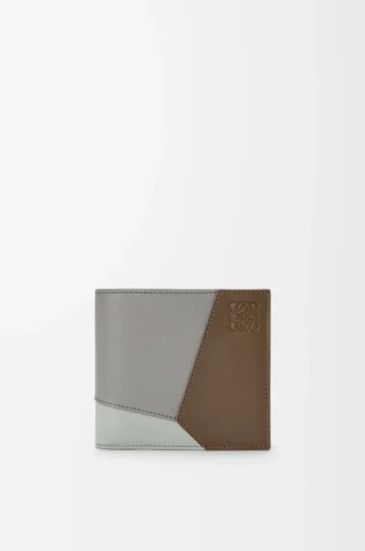 Puzzle bifold coin wallet in classic calfskin Winter Brown/Ash Grey