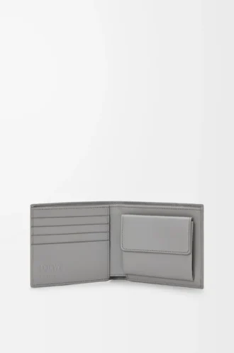 Puzzle bifold coin wallet in classic calfskin Winter Brown/Ash Grey