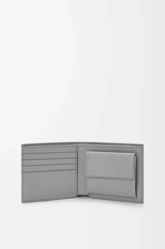 Puzzle bifold coin wallet in classic calfskin Winter Brown/Ash Grey