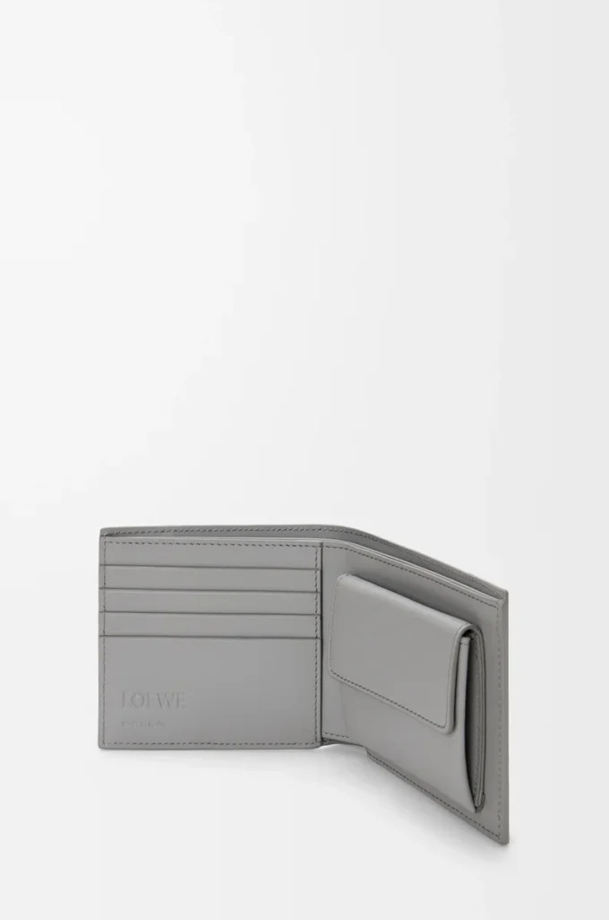 Puzzle bifold coin wallet in classic calfskin Winter Brown/Ash Grey
