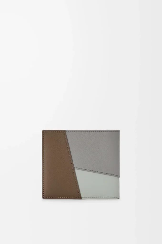 Puzzle bifold coin wallet in classic calfskin Winter Brown/Ash Grey