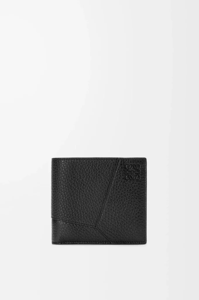 Puzzle bifold coin wallet in supple grained calfskin Black Puzzle bifold coin wallet in supple grained calfskin Black