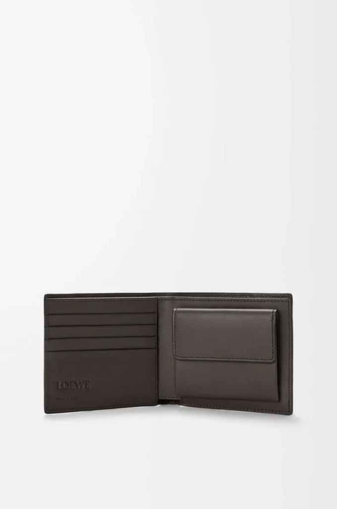 Puzzle bifold coin wallet in supple grained calfskin Dark Grey