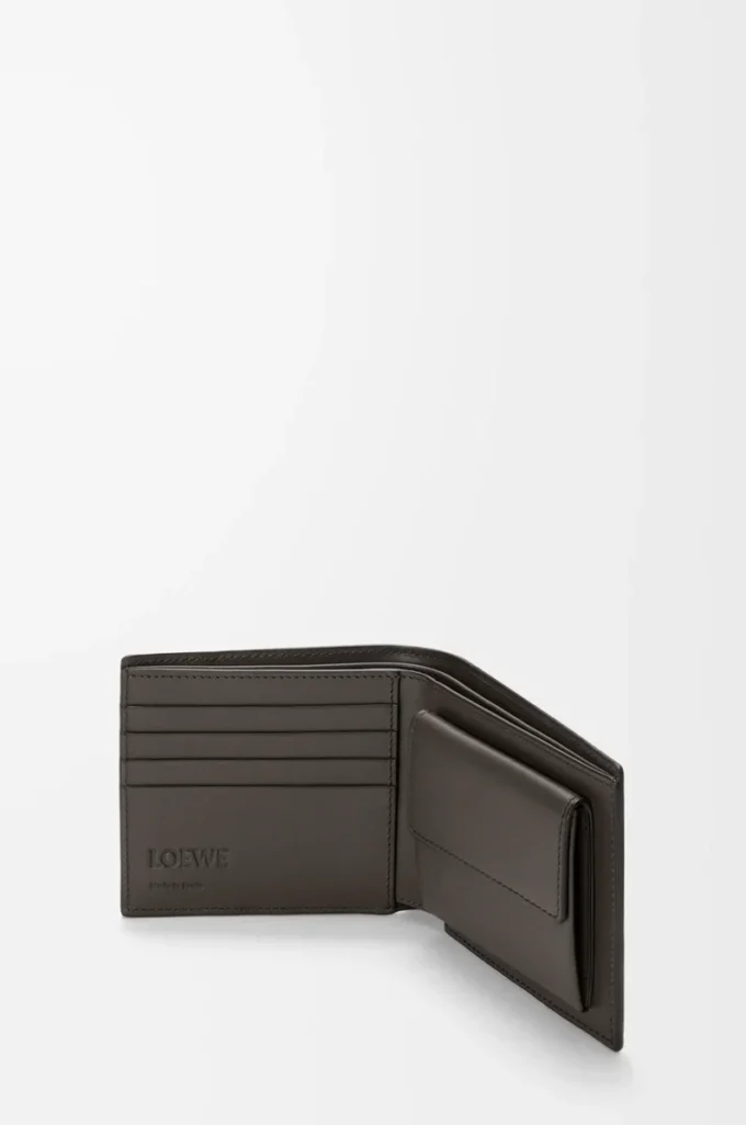 Puzzle bifold coin wallet in supple grained calfskin Dark Grey