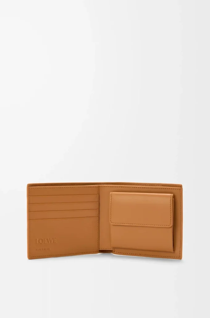 Puzzle bifold coin wallet in supple grained calfskin Light Canyon Brown Puzzle bifold coin wallet in supple grained calfskin Light Canyon Brown