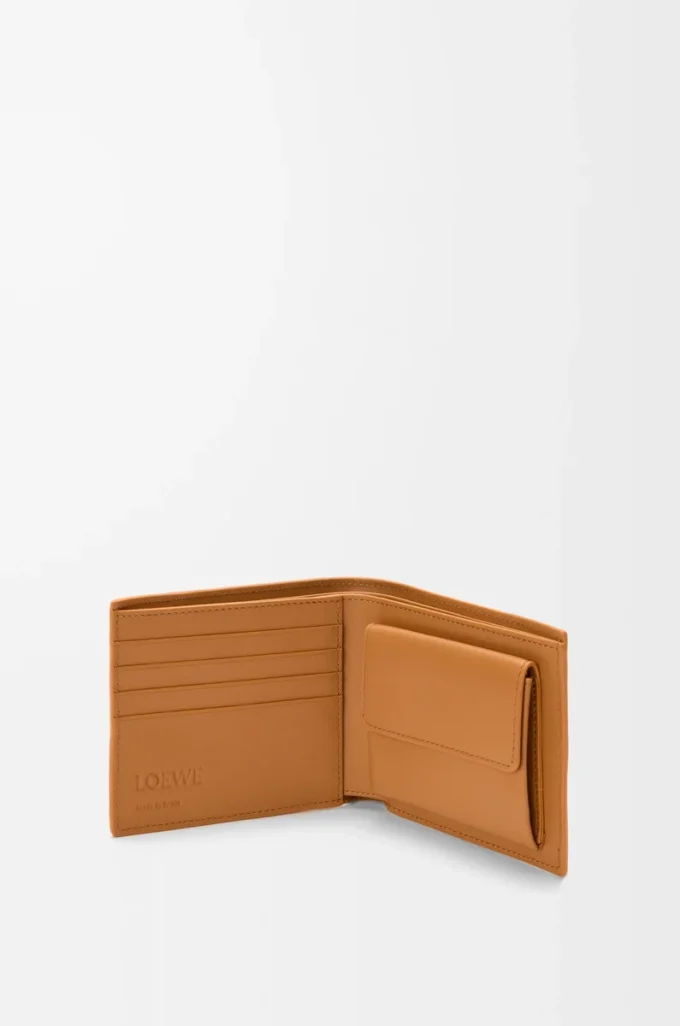 Puzzle bifold coin wallet in supple grained calfskin Light Canyon Brown Puzzle bifold coin wallet in supple grained calfskin Light Canyon Brown