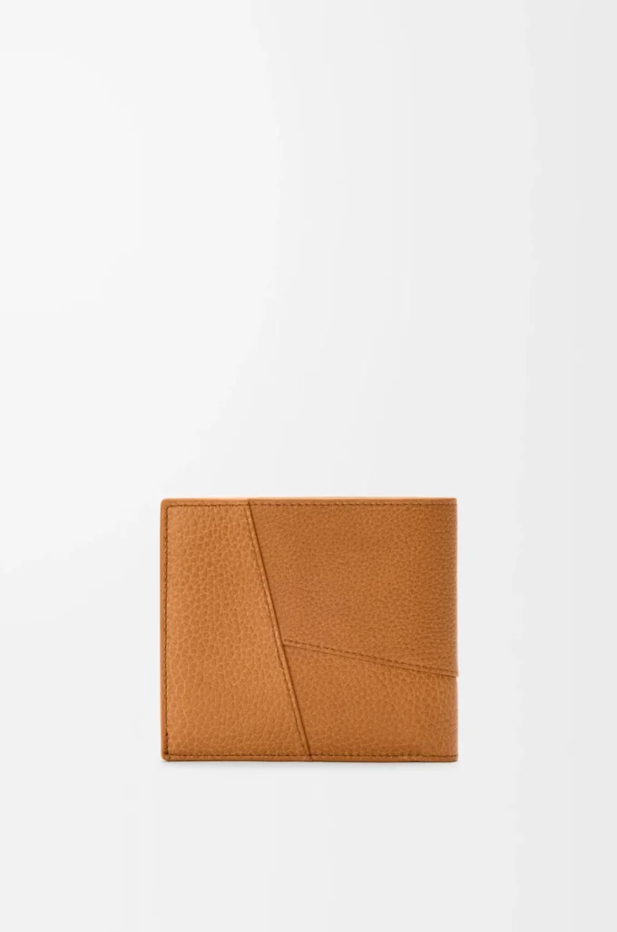 Puzzle bifold coin wallet in supple grained calfskin Light Canyon Brown Puzzle bifold coin wallet in supple grained calfskin Light Canyon Brown