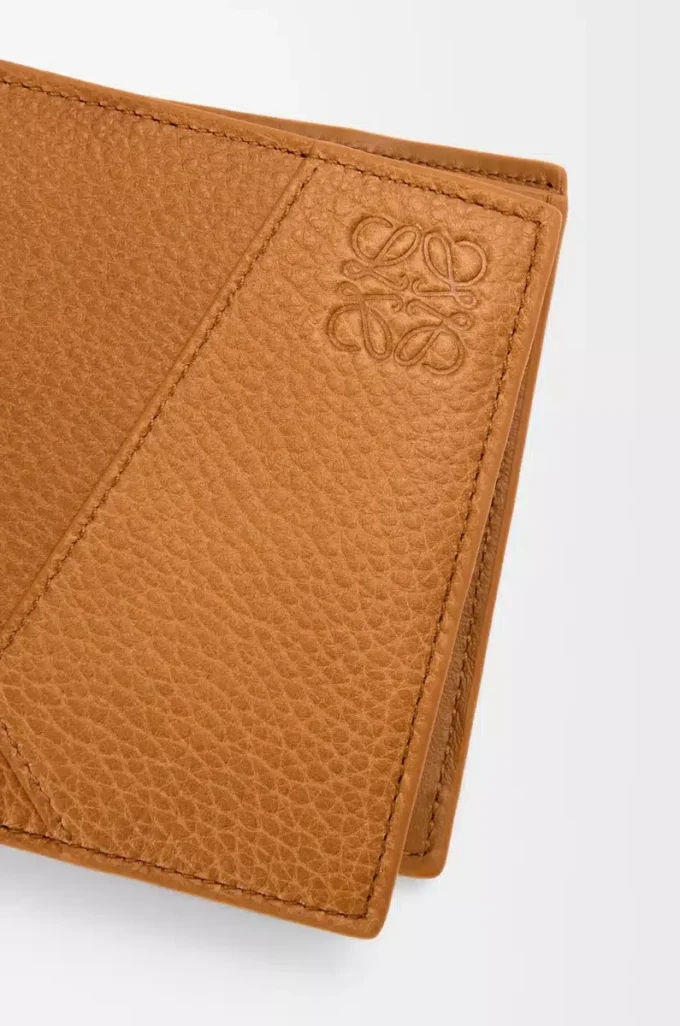 Puzzle bifold coin wallet in supple grained calfskin Light Canyon Brown Puzzle bifold coin wallet in supple grained calfskin Light Canyon Brown