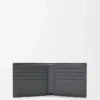Puzzle bifold wallet in classic calfskin Asphalt Grey/Storm Blue