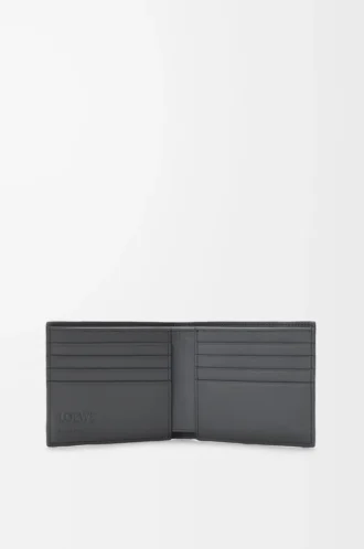 Puzzle bifold wallet in classic calfskin Asphalt Grey/Storm Blue
