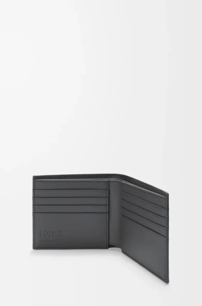 Puzzle bifold wallet in classic calfskin Asphalt Grey/Storm Blue