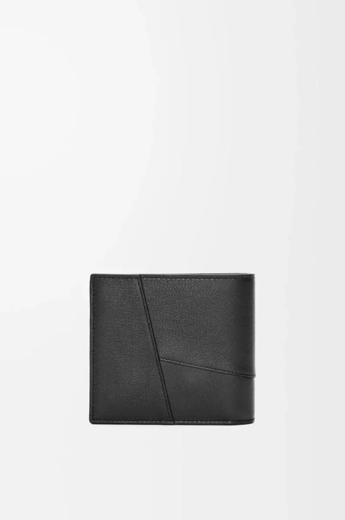Puzzle bifold wallet in classic calfskin Black