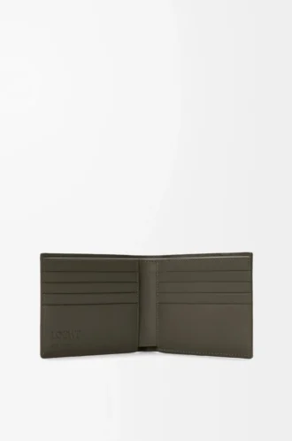 Puzzle bifold wallet in classic calfskin Dark Khaki