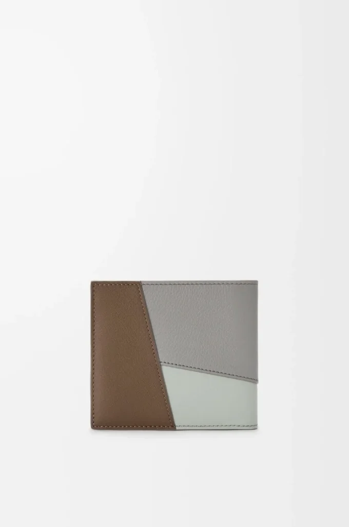 Puzzle bifold wallet in classic calfskin Winter Brown/Ash Grey