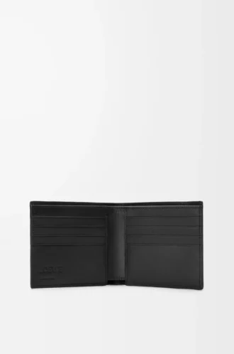 Puzzle bifold wallet in supple grained calfskin Black