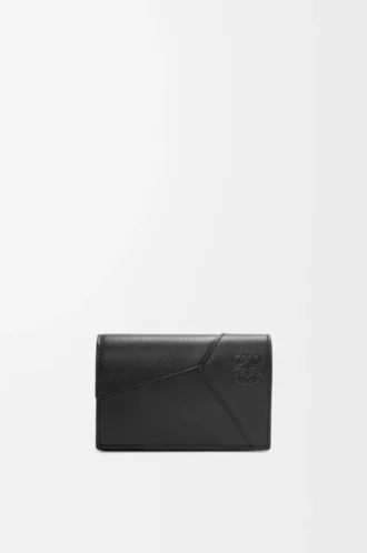 Puzzle business cardholder in classic calfskin Black