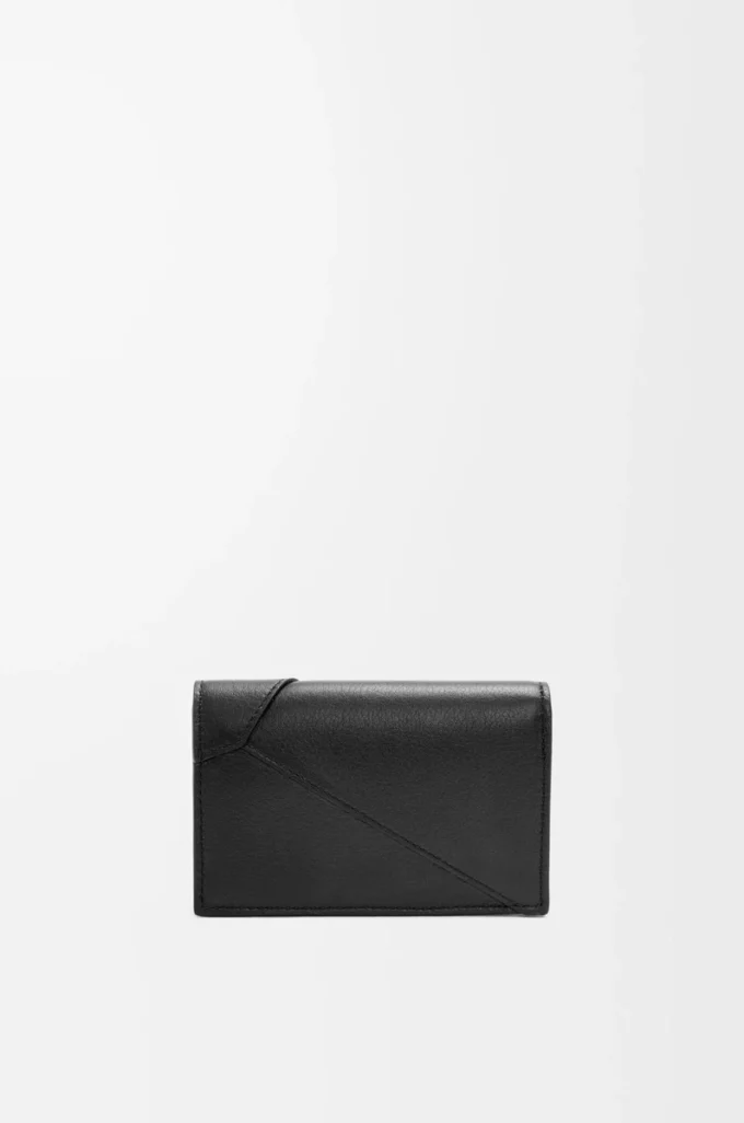 Puzzle business cardholder in classic calfskin Black