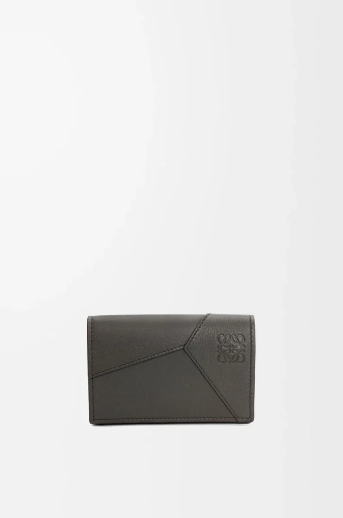 Puzzle business cardholder in classic calfskin Dark Grey