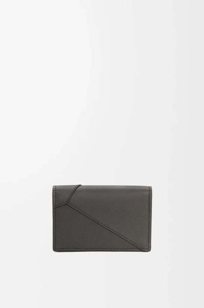 Puzzle business cardholder in classic calfskin Dark Grey