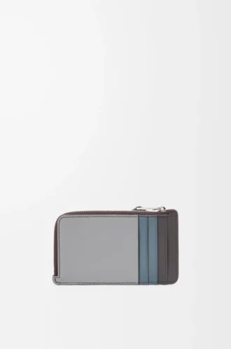 Puzzle coin cardholder in classic calfskin Asphalt Grey/Storm Blue