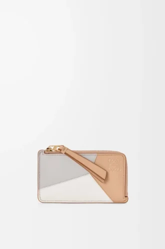 Puzzle coin cardholder in classic calfskin Ghost/Silky Beige